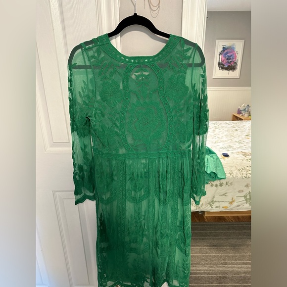 Women’s sheer emerald green dress/coverup - Picture 2 of 3